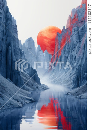 Digital art featuring desert vistas and mountains with minimalistic designs and abstract elements is captivating. Digital art featuring desert vistas and mountains with minimalistic designs and abstract elements is captivating. 112382547