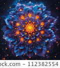Celestial bodies, mystical symbols, and vibrant neon colors infuse digital mandalas with beauty and wonder. 112382554