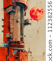 Architectural plans for cyberpunk cityscapes, blending futuristic tech with retro futurism vibes. 112382556