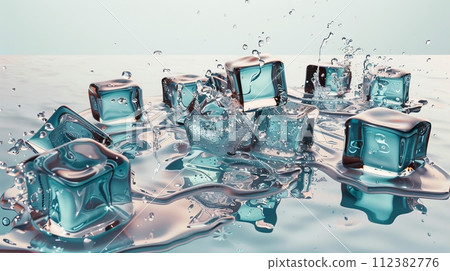 AI-generated content. Cool And Refreshing Ice Cubes Splashing AI-generated content. Cool And Refreshing Ice Cubes Splashing 112382776