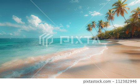 AI-generated content. The palm trees in the tropical paradise island are like a postcard - Caribbean - Guadalupe 112382946