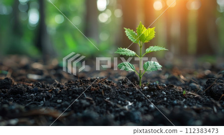 AI-generated content. A concept that reduces carbon dioxide emissions and creates a clean environment without releasing carbon dioxide. 112383473