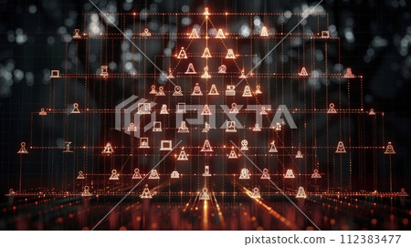 AI-generated content. Flowchart, mindmap, or organigram illustrating the relations of order or subordination between members of the organization. Business process and workflow automation with 112383477