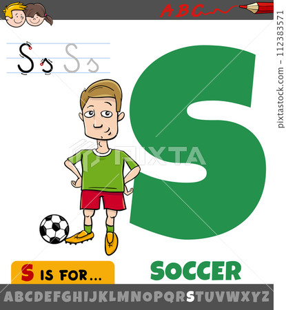 letter S worksheet with cartoon illustration of soccer sport letter S worksheet with cartoon illustration of soccer sport 112383571