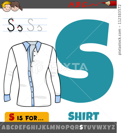 letter S worksheet with cartoon shirt object letter S worksheet with cartoon shirt object 112383572