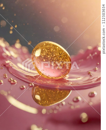 Dripping abstract gold and pink liquid (AI generated image) 112383634