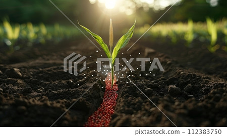 AI-generated content. Animated mineral nutrition icon representing the role of nutrients minerals in Corn plants and soils. 112383750