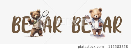 bear, tennis, racket 112383858