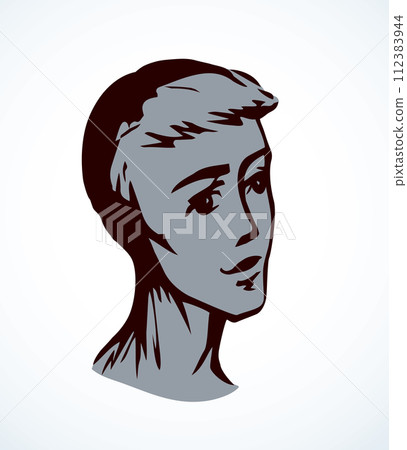 Smile man face. Vector drawing 112383944