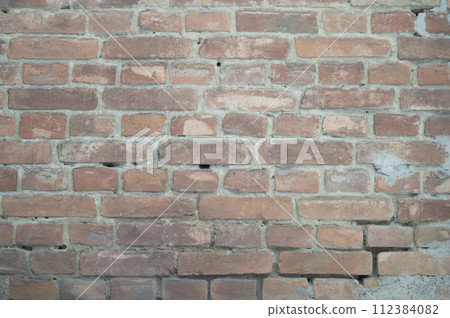 Grungy urban background. Weathered empty grunge brick wall. Dirty brickwall design banner. 112384082