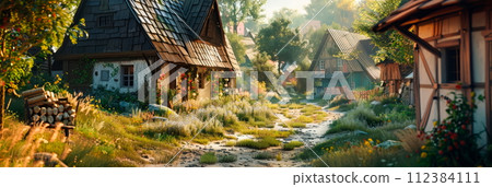 villages with textured oil paintings of Easter Monday scenes filled with quaint cottages and winding streets. 112384111