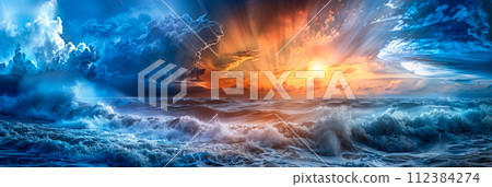 dynamic clouds from the atmosphere, the beauty of the sunrise over the earth, the science of meteorology and climate research. 112384274