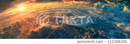 dynamic clouds from the atmosphere, the beauty of the sunrise over the earth, the science of meteorology and climate research. 112384280