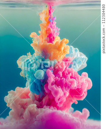 Abstract background with colorful ink spreading (AI generated image) 112384480
