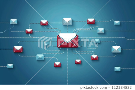 Envelope network on blue background. e-mail and sms concept. 112384822