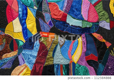 AI-generated content. Patchwork style quilt, colorful patchwork quilt 112384866