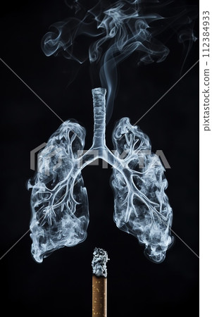 Cigarette and lungs, conceptual image of smoking and health problems 112384933