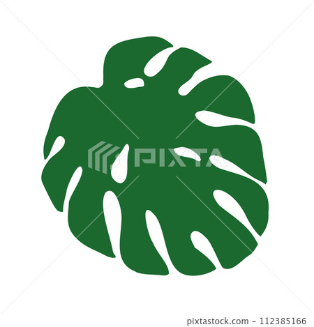 Tropical vector silhouette of monstera leaf illustration on isolated background. Beautiful botanical hand painted exotic element. For designers, spa decoration, postcards, wedding, greetings, Tropical vector silhouette of monstera leaf illustration on isolated background. Beautiful botanical hand painted exotic element. For designers, spa decoration, postcards, wedding, greetings, 112385166