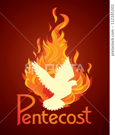 Pentecost sunday. Baptism with the Holy Spirit. Vector drawing icon Pentecost sunday. Baptism with the Holy Spirit. Vector drawing icon 112385203
