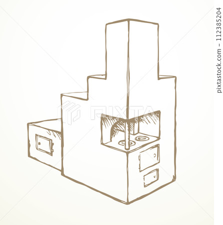 Old Russian stove. Vector drawing Old Russian stove. Vector drawing 112385204