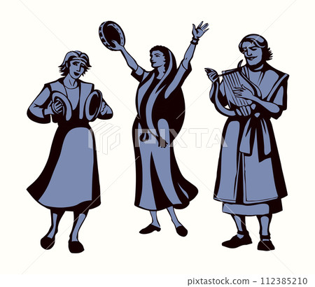The ancient people are having fun. Vector drawing The ancient people are having fun. Vector drawing 112385210