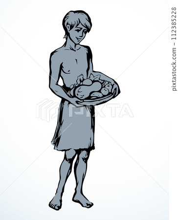 Ancient servant boy. Vector drawing 112385228