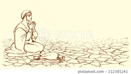 A young woman is praying. Vector drawing A young woman is praying. Vector drawing 112385241