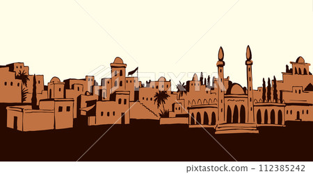 Old Arabic city. Vector drawing Old Arabic city. Vector drawing 112385242