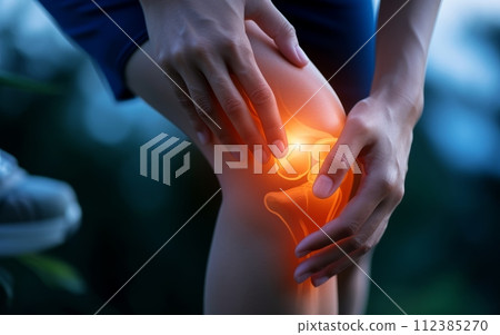 Man suffering from knee pain, closeup. Health care and medical concept Man suffering from knee pain, closeup. Health care and medical concept 112385270