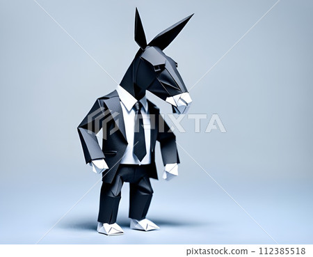 AI-generated content. Dapper Donkey: Suited Origami Elegance. Generative AI AI-generated content. Dapper Donkey: Suited Origami Elegance. Generative AI 112385518