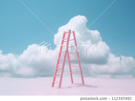 Step ladder leading to clouds . Growth, future, development concept. AI Generated 112385992
