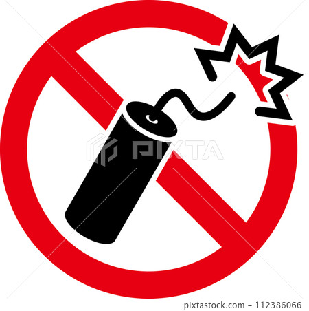 "Prohibition", "Caution", and "Warning" icons regarding bringing in dangerous goods "Prohibition", "Caution", and "Warning" icons regarding bringing in dangerous goods 112386066