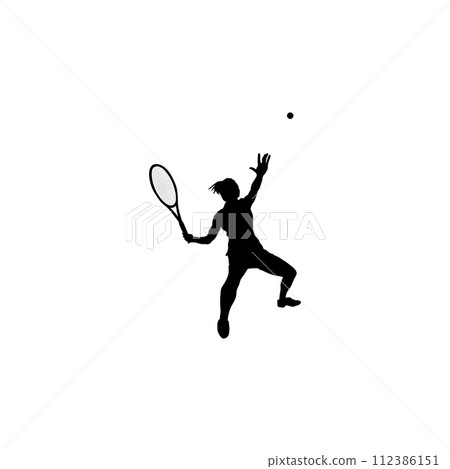 female logo playing floor tennis about to hit the ball 112386151
