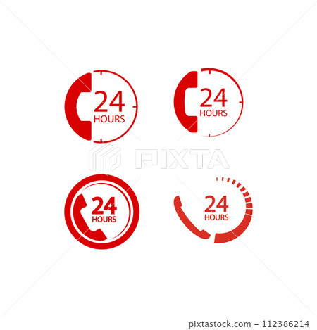 24-hour telephone service logo 24-hour telephone service logo 112386214