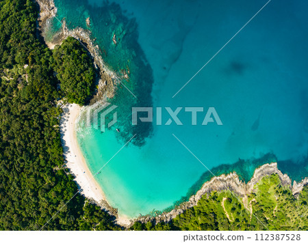 Amazing top view beach Aerial view of Tropical beach sea in the beautiful Phuket island Located at Freedom beach Phuket Thailand 112387528