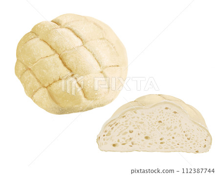 Melon bread (1 piece and cross section) 112387744