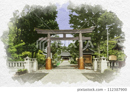 水彩風格松代象山神社鳥居長野縣長野市 水彩風格松代象山神社鳥居長野縣長野市 112387900