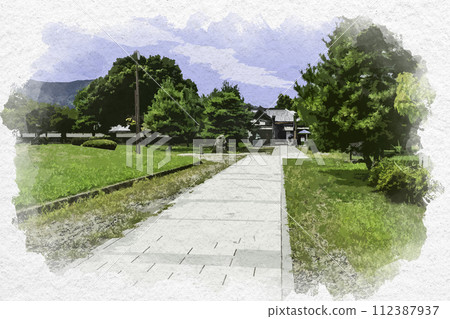 Watercolor style Matsushiro Sanada Park Nagano City, Nagano Prefecture Watercolor style Matsushiro Sanada Park Nagano City, Nagano Prefecture 112387937