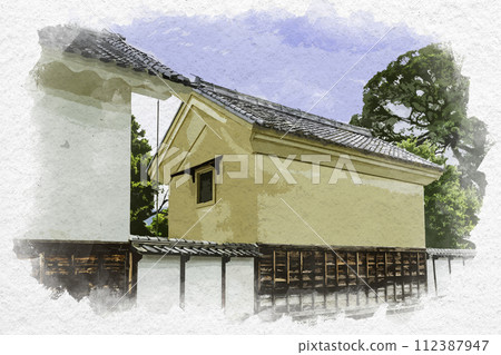 Watercolor style Matsushiro Sanada House Storehouse Nagano City, Nagano Prefecture Watercolor style Matsushiro Sanada House Storehouse Nagano City, Nagano Prefecture 112387947