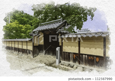 水彩風格松代有樂町街景長野縣長野市 112387990
