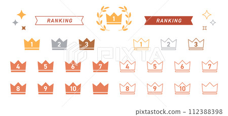 Crown mark ranking icon set from 1st to 10th place Crown mark ranking icon set from 1st to 10th place 112388398
