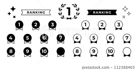 獎牌形排名圖示設定從第 1 名到第 10 名 獎牌形排名圖示設定從第 1 名到第 10 名 112388403
