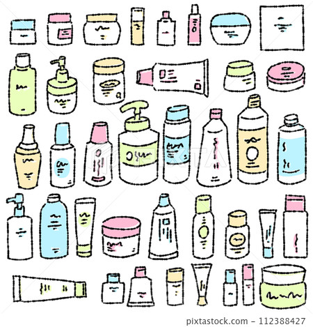 許多護膚品的插圖集 112388427