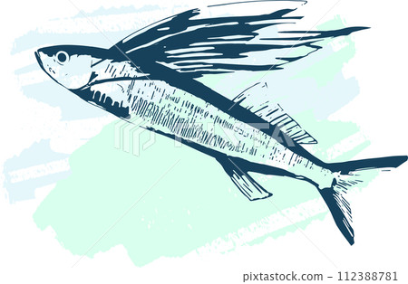 飛魚海魚墨畫 飛魚海魚墨畫 112388781