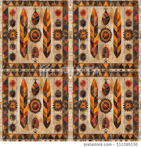 Native American geometric design, seamless pattern 112389130