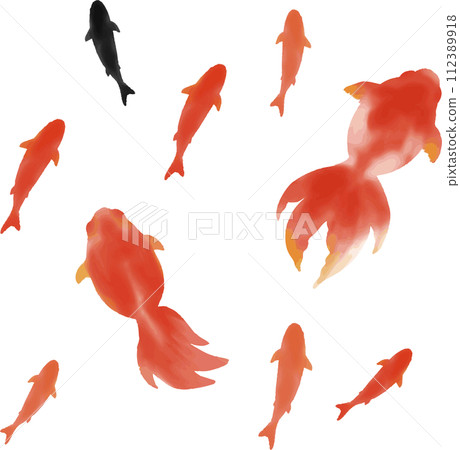 Goldfish watercolor silhouette Japanese style Japanese pattern Japanese modern hand drawn illustration material Goldfish watercolor silhouette Japanese style Japanese pattern Japanese modern hand drawn illustration material 112389918