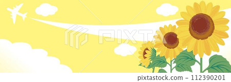 Summer Travel Travel Banner Airplane Sky Sunflower Frame Background Illustration Material Summer Travel Travel Banner Airplane Sky Sunflower Frame Background Illustration Material 112390201