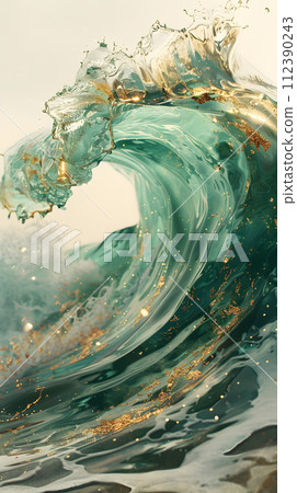 AI-generated content. A mesmerizing painting of a wind wave in the ocean, capturing the power and beauty of liquid movement in a natural landscape 112390243