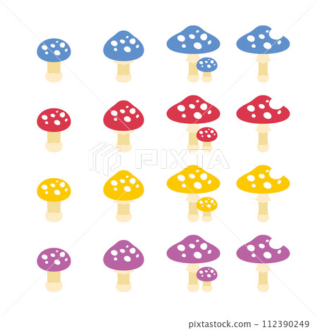 Growing mushroom illustration 4 color set Growing mushroom illustration 4 color set 112390249