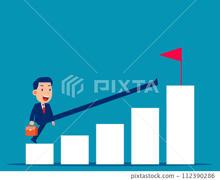 Great leap forward. Business take big step from small growth to big growth 112390286